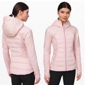 LULULEMON Down For It All Jacket Light Pink Puffer Coat Hood Running Size 8